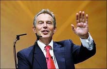 Blair Takes on Union Critics