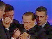 Berlusconi collapses during rally