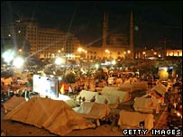 Protesters set up camp in Beirut