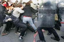 Greek students clash with police