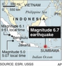 Quakes kill at least three on Indonesian island