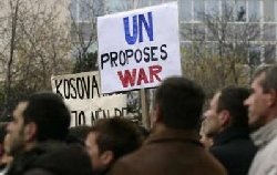 Thousands of Kosovo Albanians protest UN-Serbia plan