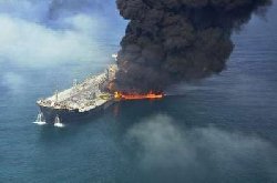 Oil tanker on fire off Dubai port after collision