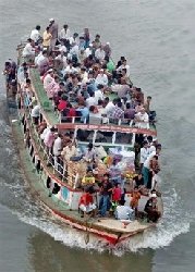 Overloaded Bangladesh boat sinks 