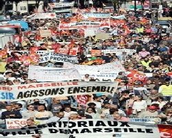 Huge pension protests in France 