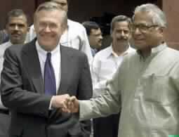 Rumsfeld Pushes India, Pakistan to Lower Tensions