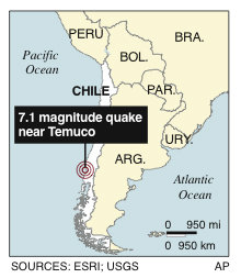 Strong 7.1 magnitude quake hits Chile, no injuries