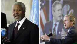 Annan Upbeat About Iraqi Cooperation as Bush Maintains War Rhetoric